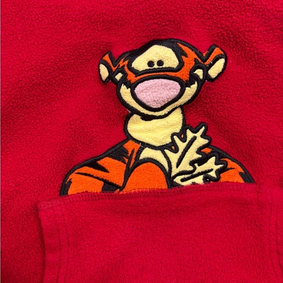 Vintage Disney Winnie the POOH Tigger Fleece Pullover Sweatshirt Size Large Red - Picture 3 of 6